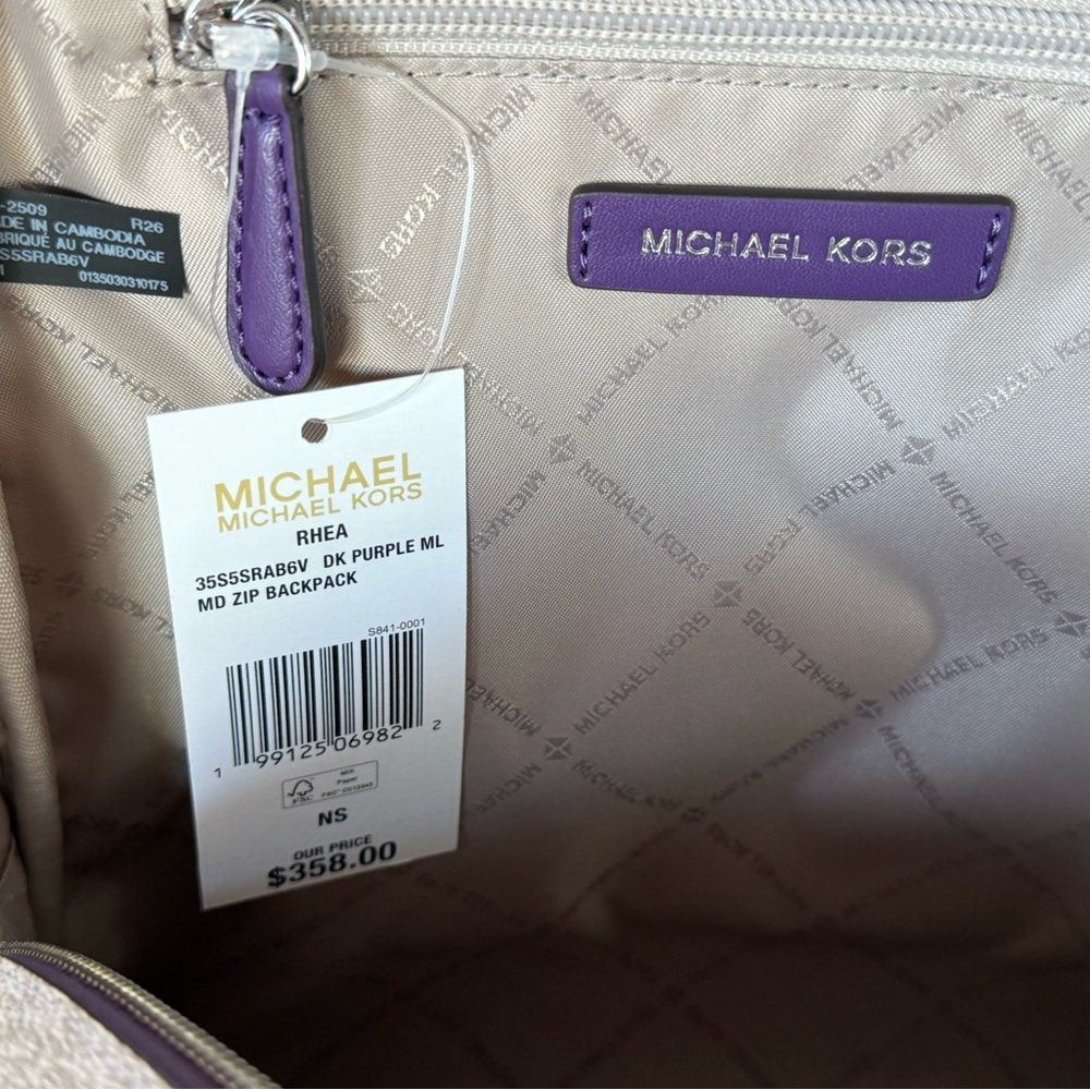 Michael Kors Rhea Medium Backpack Purple Multi - Picture 10 of 12